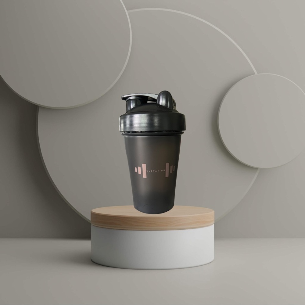Black Shaker Bottle with Beige Logo